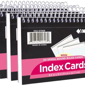 KAISA Spiral Index Cards, 3.6"x5" Ruled Flashcards Sprial Note Taking Paper Notepads, 50 Cards/Pad, 200 Counts(4pad),KSU-07969